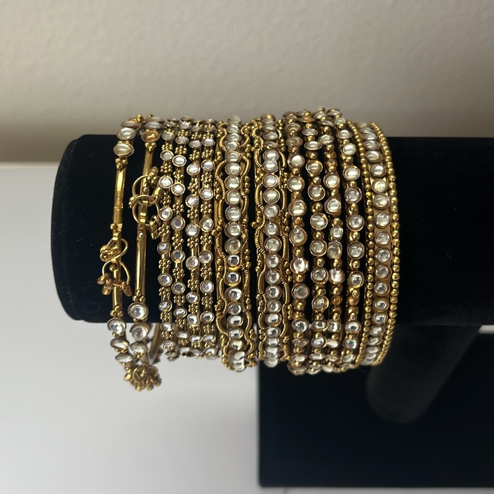 Antique gold-toned metal bangles